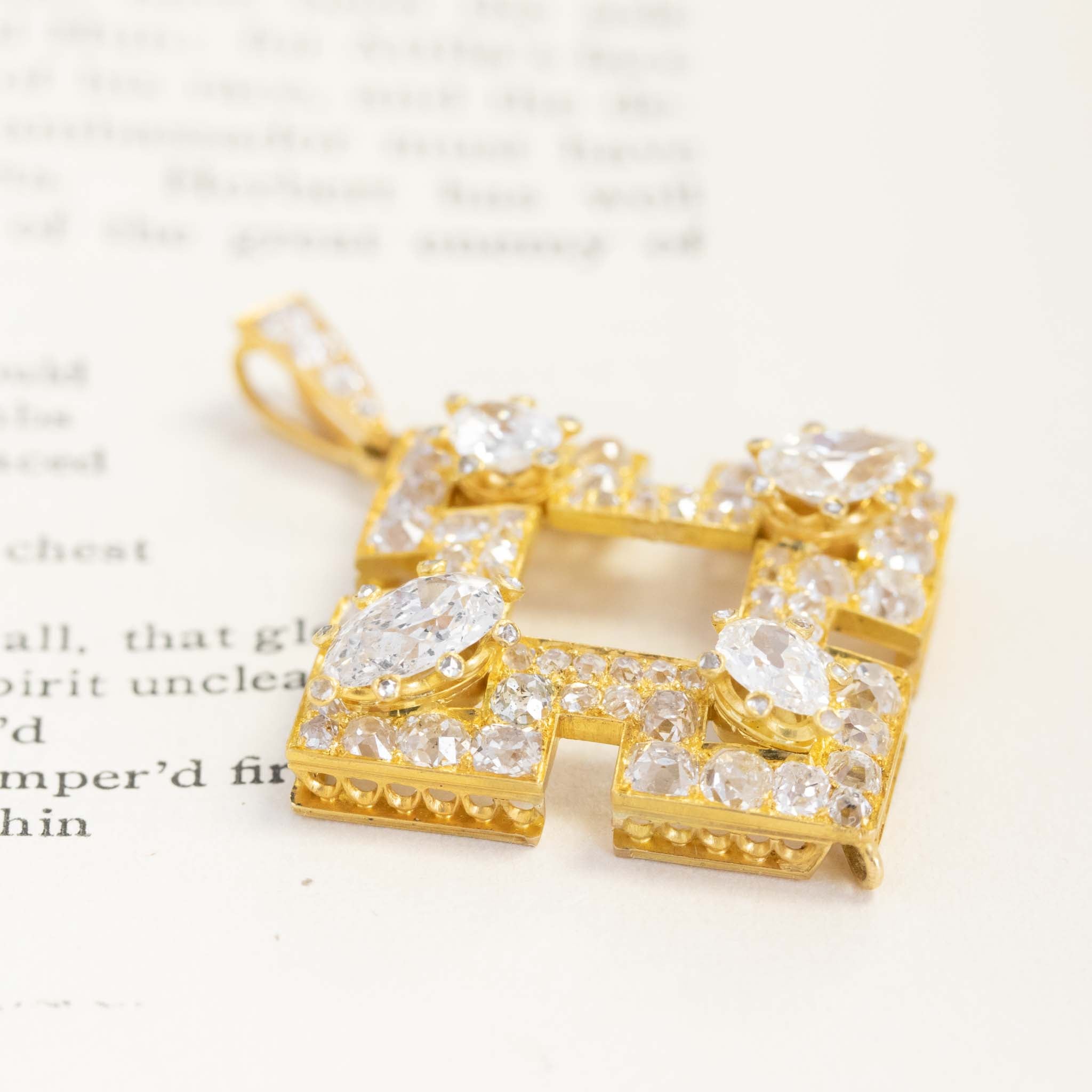 7.06ctw Victorian Diamond Cross Motif Pendant