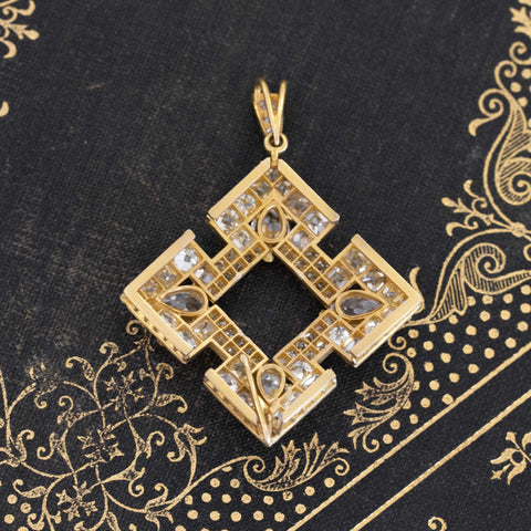 7.06ctw Victorian Diamond Cross Motif Pendant
