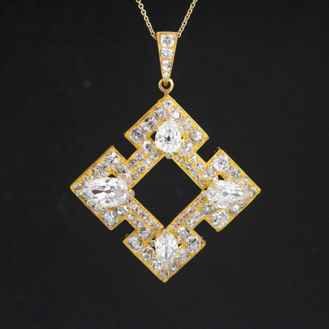 7.06ctw Victorian Diamond Cross Motif Pendant
