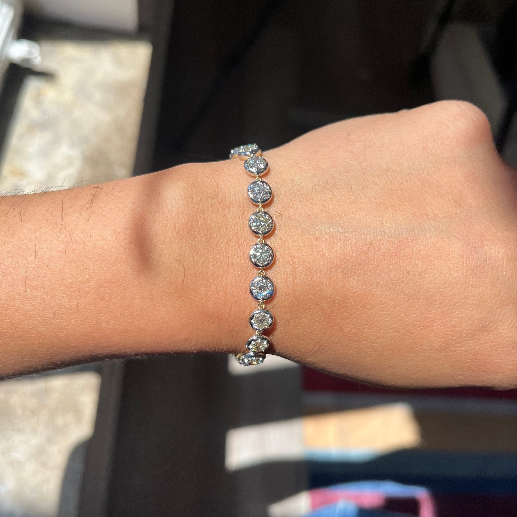 7.07ctw Old European Cut Diamond Collet Bracelet