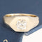 .70ct old mine cut diamond flush set signet pinky ring, 14K yellow gold