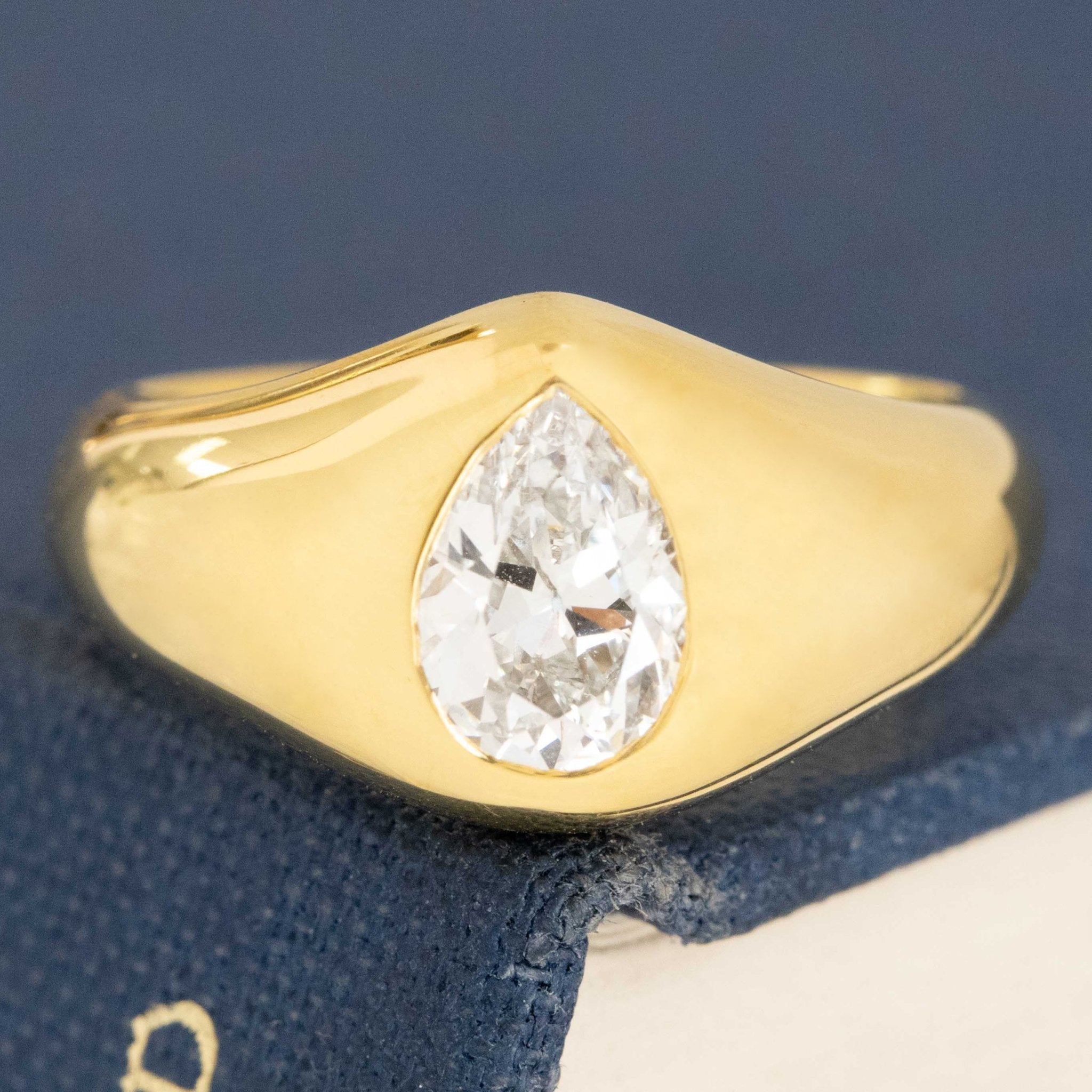 .70ct Pear Cut Diamond Bezel Ring, GIA E SI2