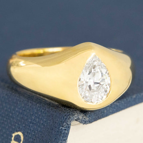 .70ct Pear Cut Diamond Bezel Ring