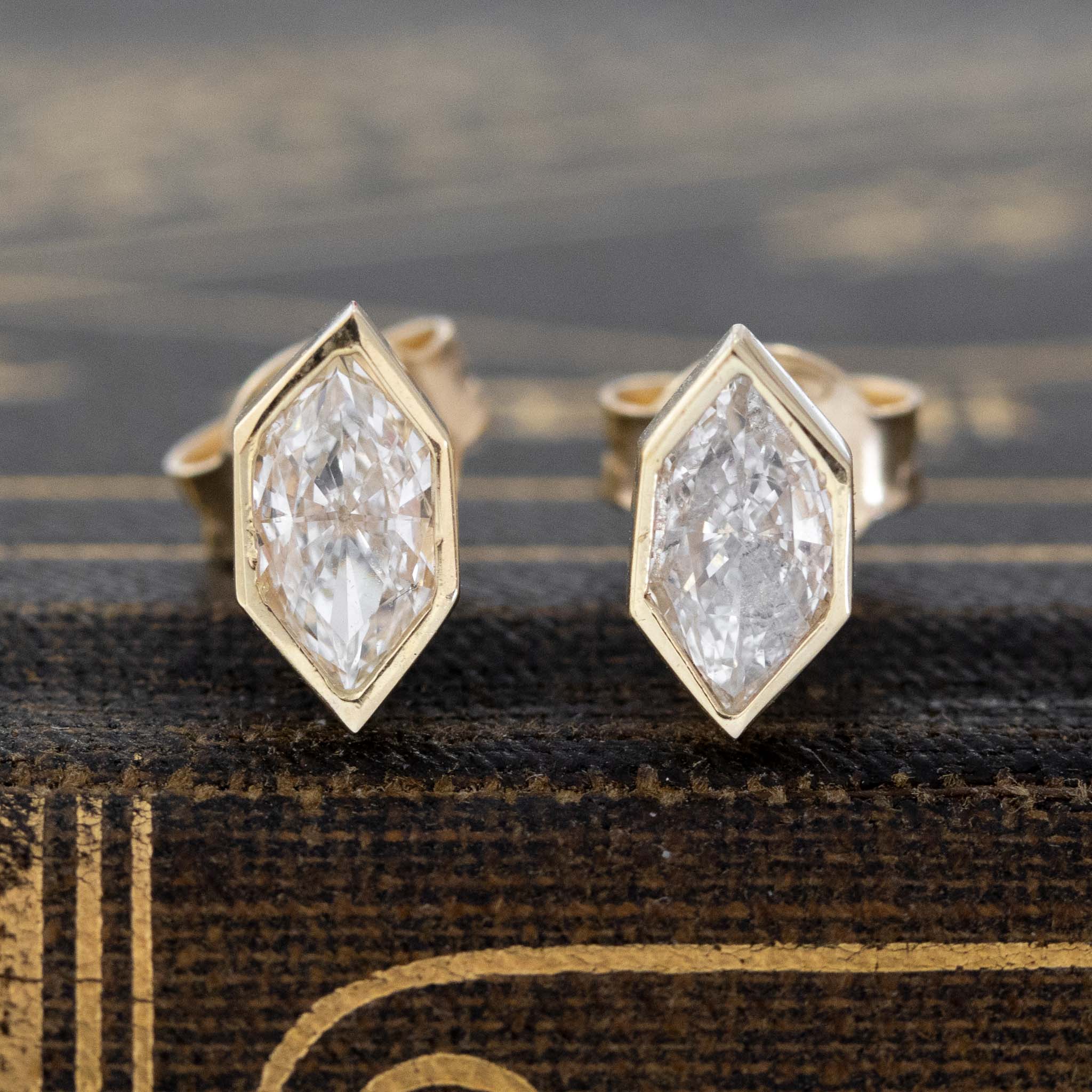 .70ctw Duchess Cut Diamond Bezel Stud Earrings