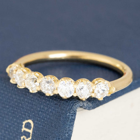 Antique lovers’ .70ctw Old European Cut Diamond Half-Hoop Band in yellow gold, featuring rare Earth-mined Old European Cut Diamonds