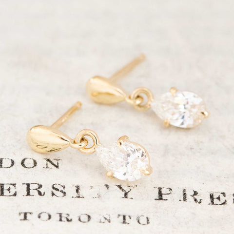 .70ctw Petite Pear Cut Diamond Drop Earrings