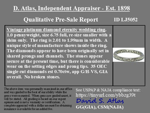 .70ctw Vintage Old European Cut Diamond Eternity Band