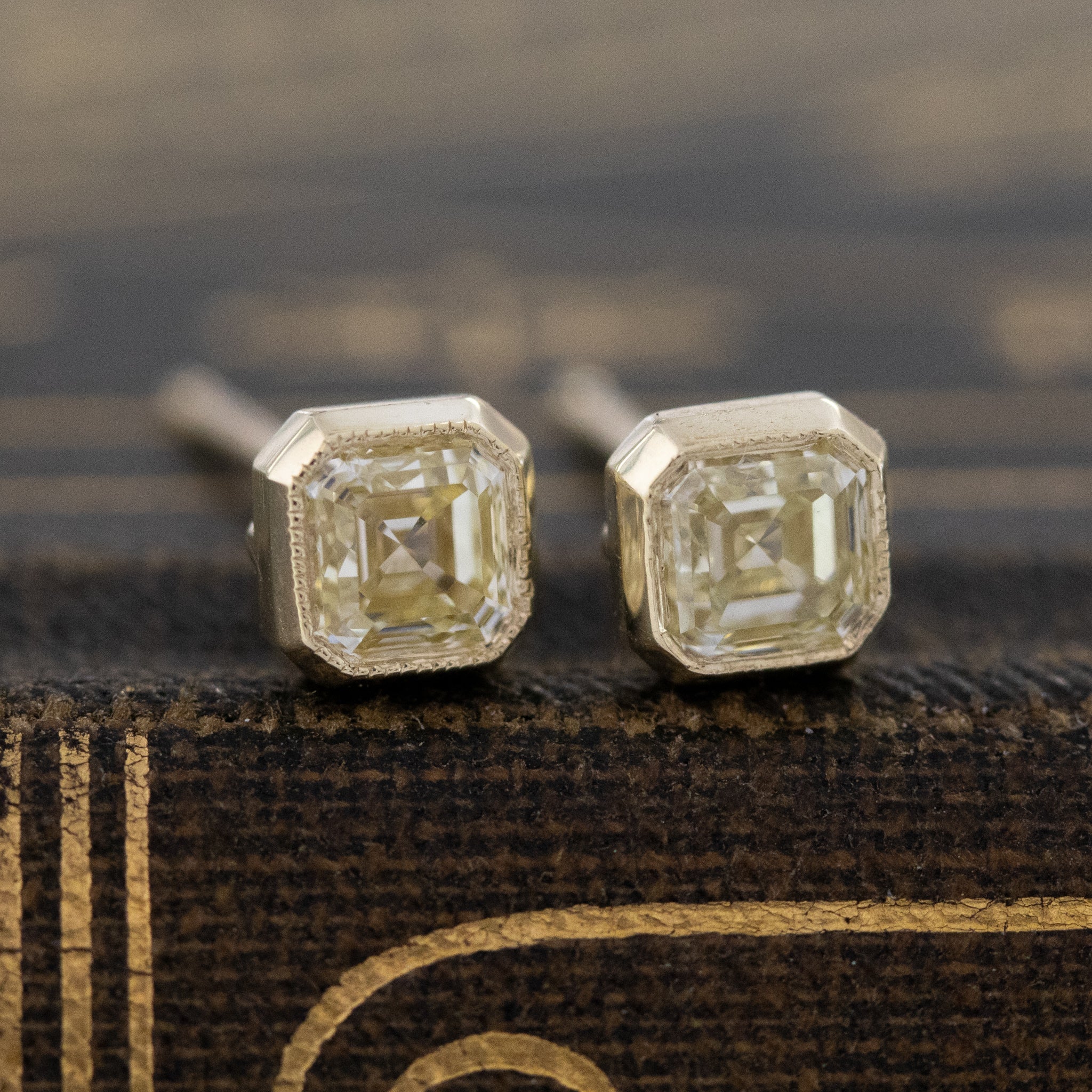 .70ctw Yellow Diamond Asscher Cut Stud Earrings