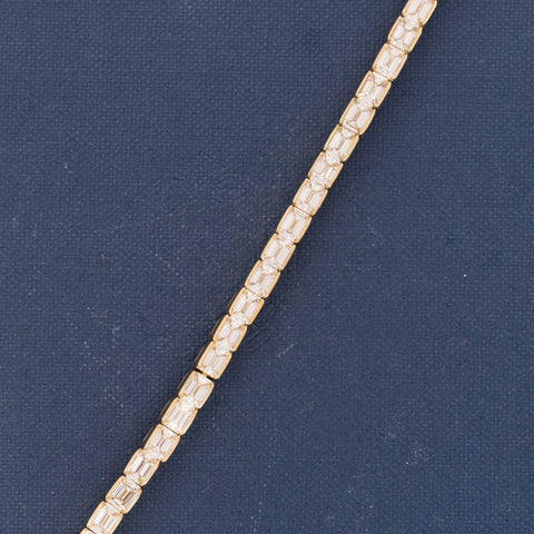 7.19ctw Emerald Cut Diamond Bezel Tennis Bracelet in 18kt Yellow Gold
