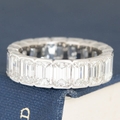 7.19ctw Emerald Cut Diamond Half-Bezel Eternity Band