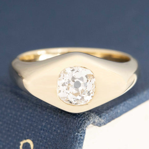 .71ct Old Mine Cut Diamond Signet Ring