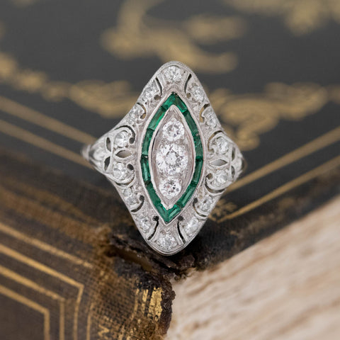 .71ctw Edwardian Diamond Navette Dinner Ring