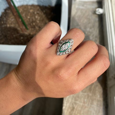 .71ctw Edwardian Diamond Navette Dinner Ring
