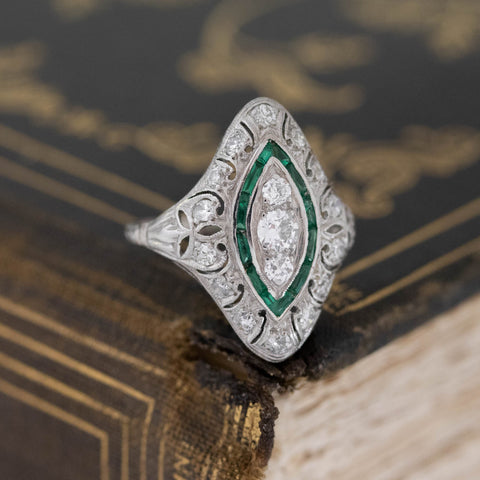 .71ctw Edwardian Diamond Navette Dinner Ring