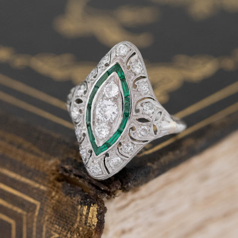 .71ctw Edwardian Diamond Navette Dinner Ring