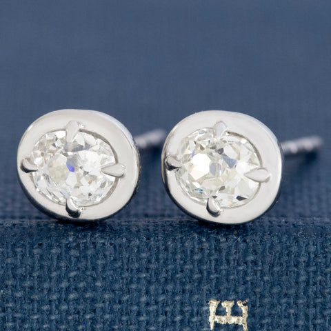 .71ctw Old Mine Cut Diamond Stud Earrings