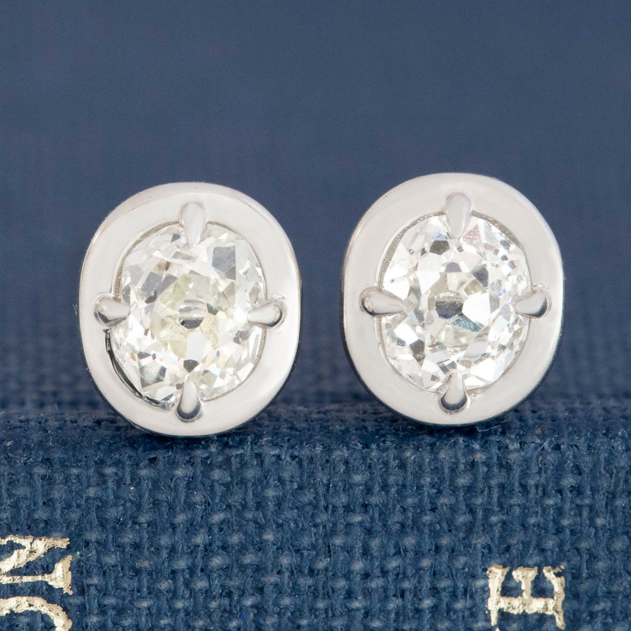 .71ctw Old Mine Cut Diamond Stud Earrings