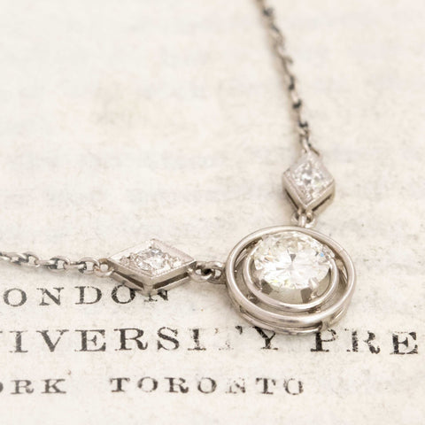 .72ctw Edwardian OEC Diamond Bezel Necklace