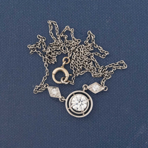 .72ctw Edwardian OEC Diamond Bezel Necklace