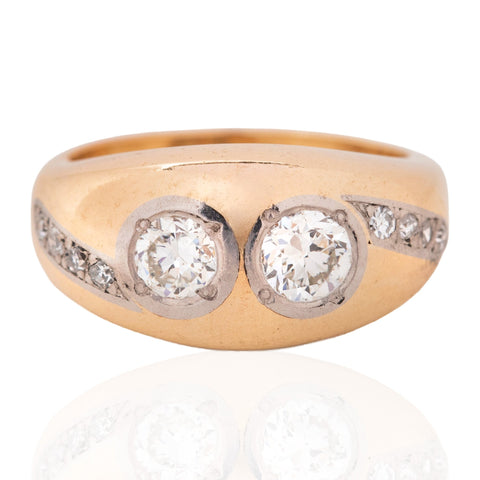 .72ctw Vintage Old European Cut Diamond Twin Stone Ring