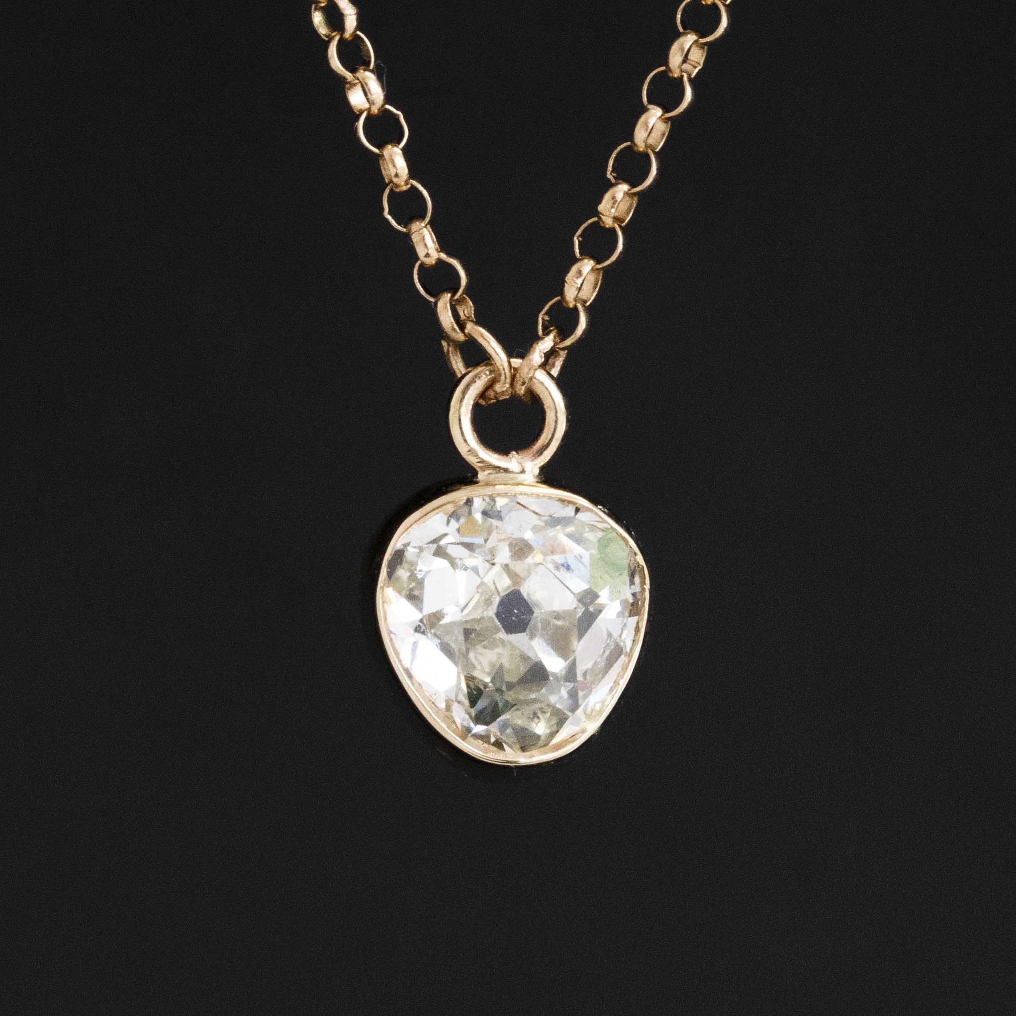 .73ct Antique "Peart" Cut Diamond Bezel Pendant