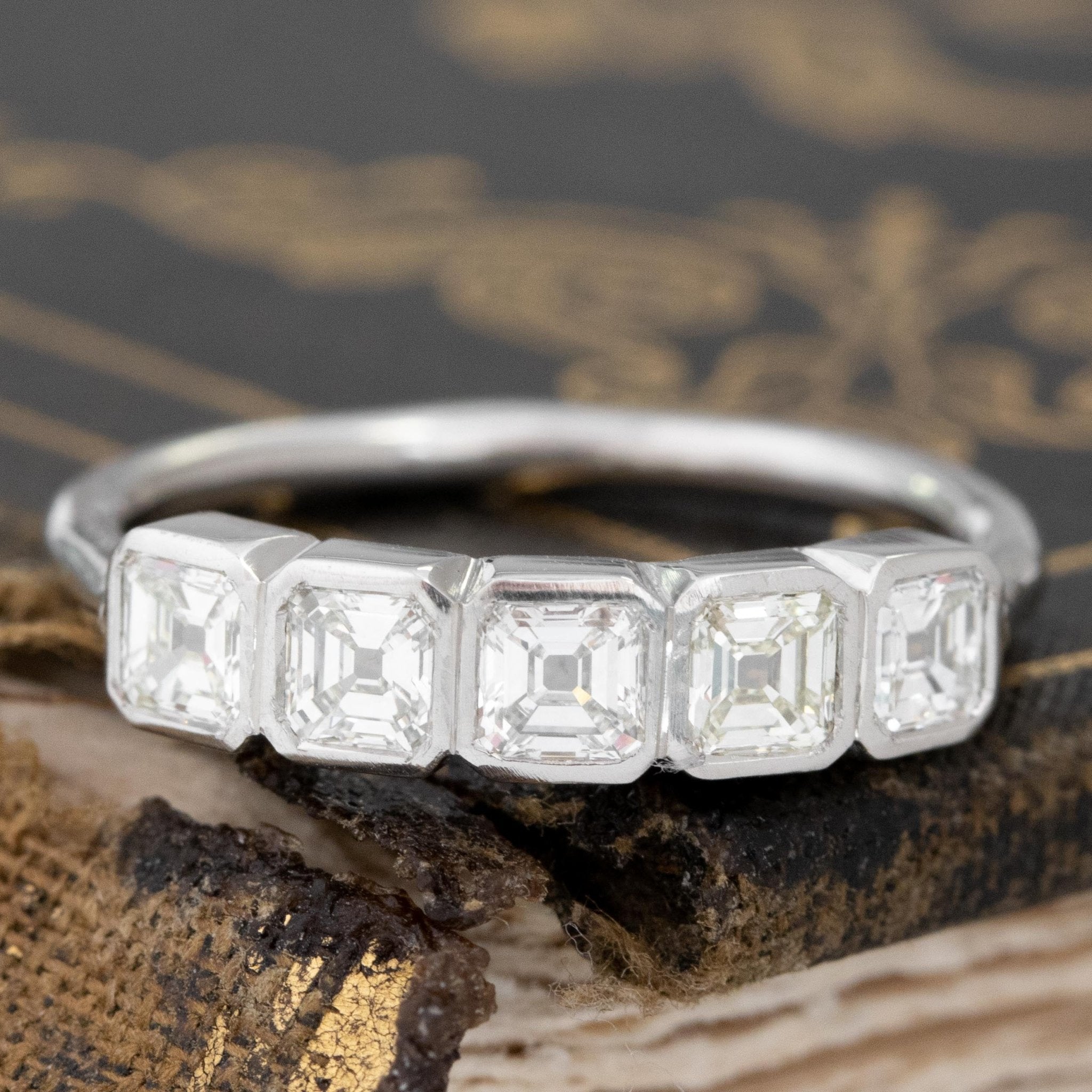 .73ctw Asscher Cut Diamond Bezel 5-Stone Band