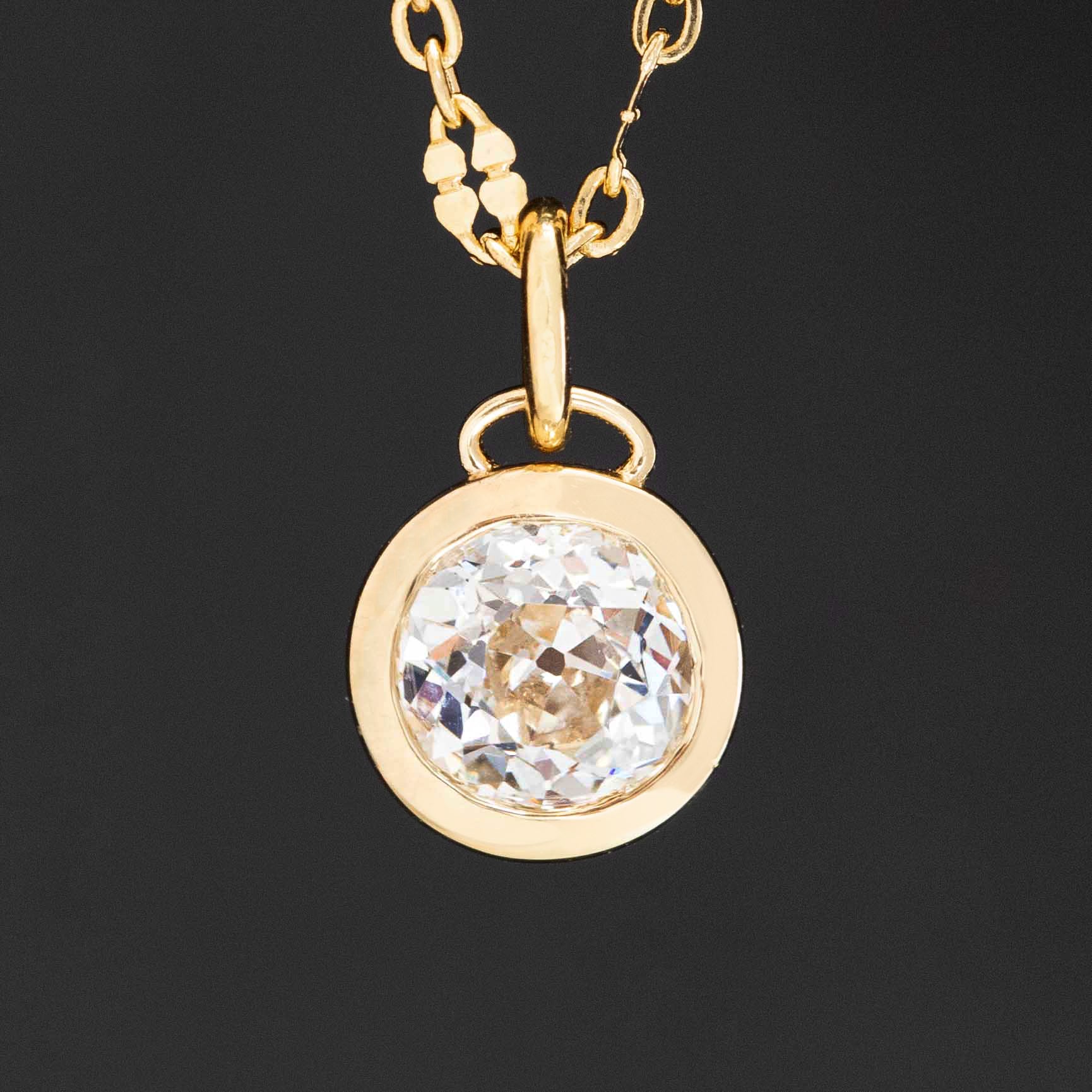 .74ct Old European Cut Diamond Bezel Pendant