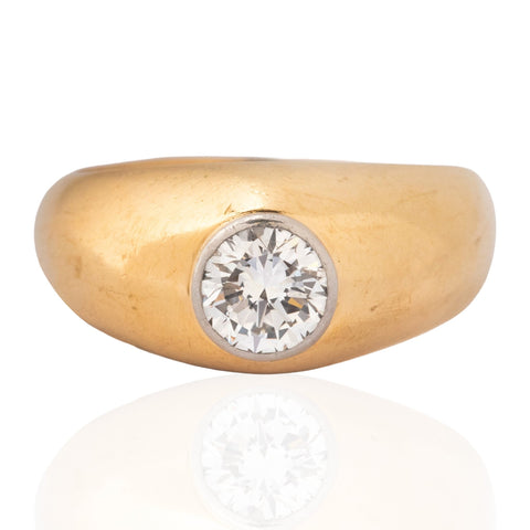 .74ct Round Brilliant Cut Diamond Bezel Solitaire, French