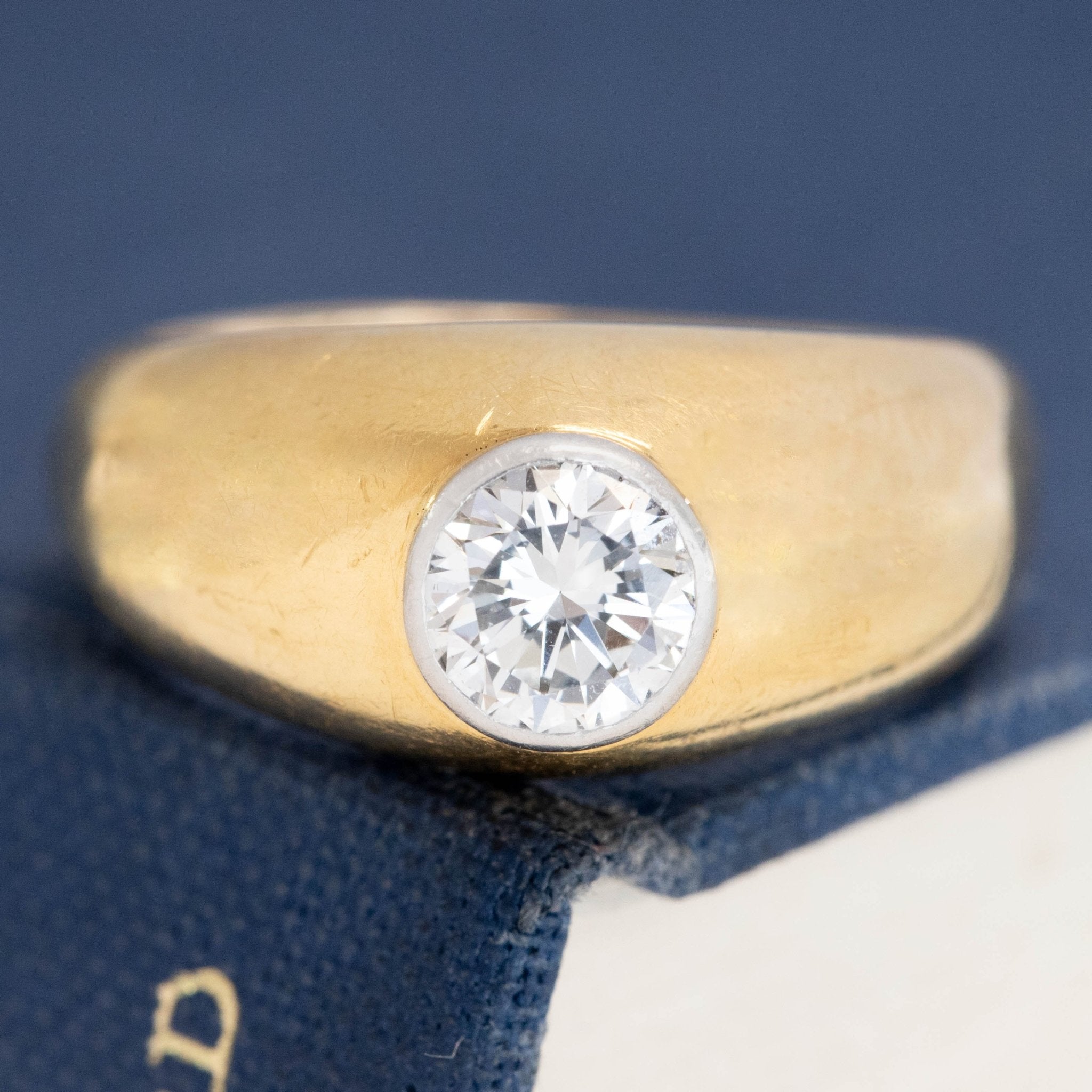 .74ct Round Brilliant Cut Diamond Bezel Solitaire, French