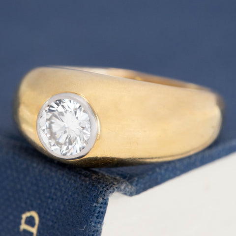 .74ct Round Brilliant Cut Diamond Bezel Solitaire, French