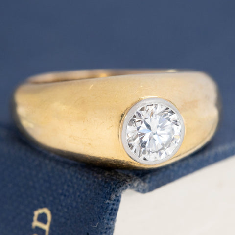 .74ct Round Brilliant Cut Diamond Bezel Solitaire, French