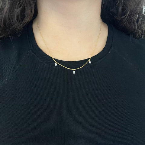 .74ctw Briolette Cut Diamond 3-Stone Necklace