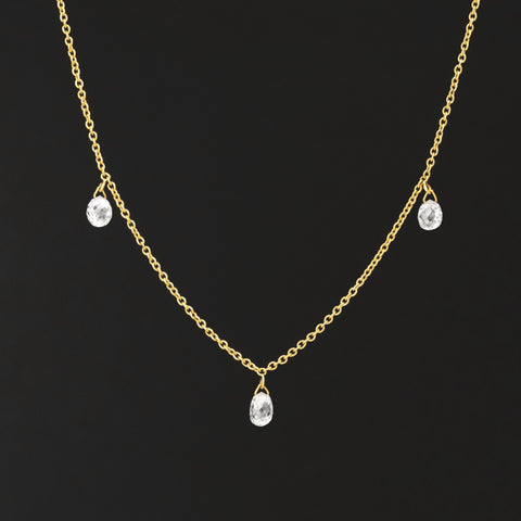 .74ctw Briolette Cut Diamond 3-Stone Necklace