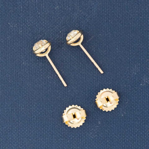 .74ctw Old Mine Cut Diamond Bezel Stud Earrings