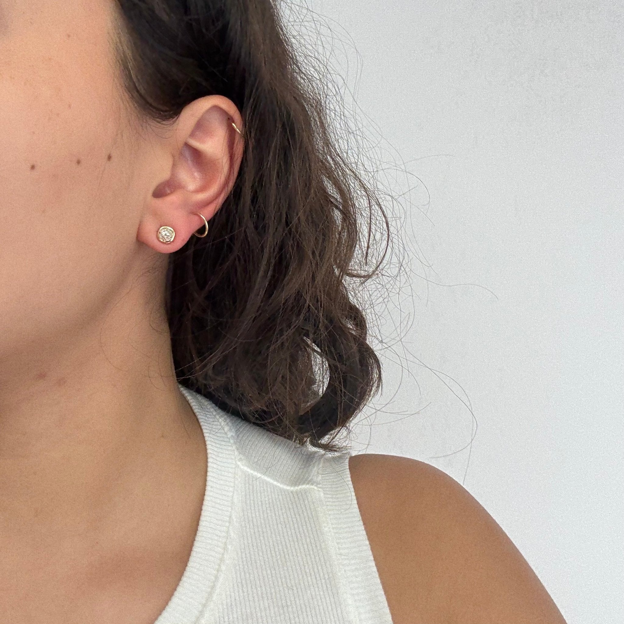 .74ctw Old Mine Cut Diamond Bezel Stud Earrings