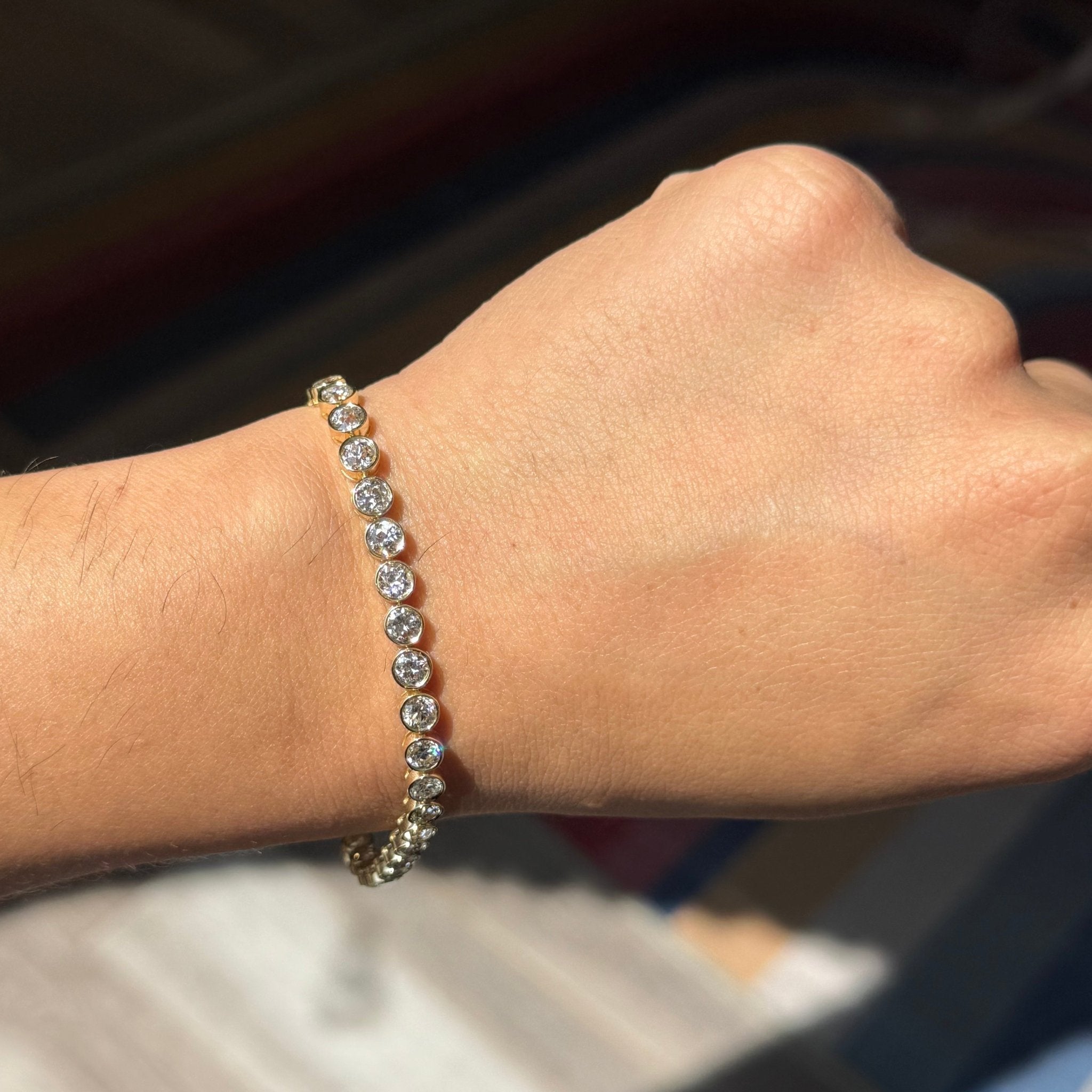 7.51ctw Old European Cut Diamond Bezel Tennis Bracelet