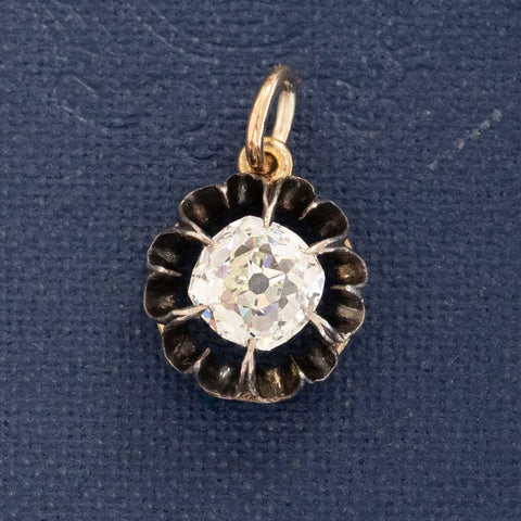 .76ct Antique Old Mine Cut Diamond Collet Pendant/Charm