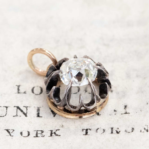 .76ct Antique Old Mine Cut Diamond Collet Pendant/Charm