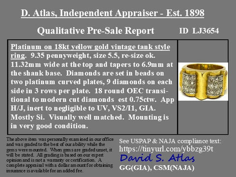 .75ctw Antique Diamond Tank Ring