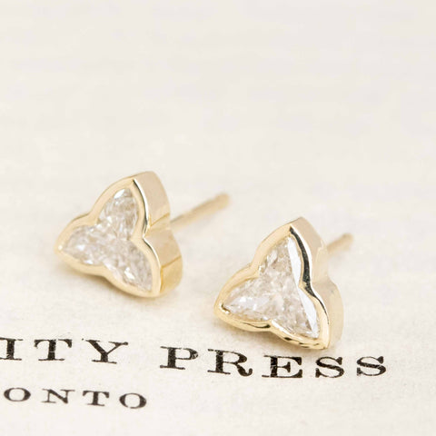 .75ctw Diamond Trefoil Stud Earrings