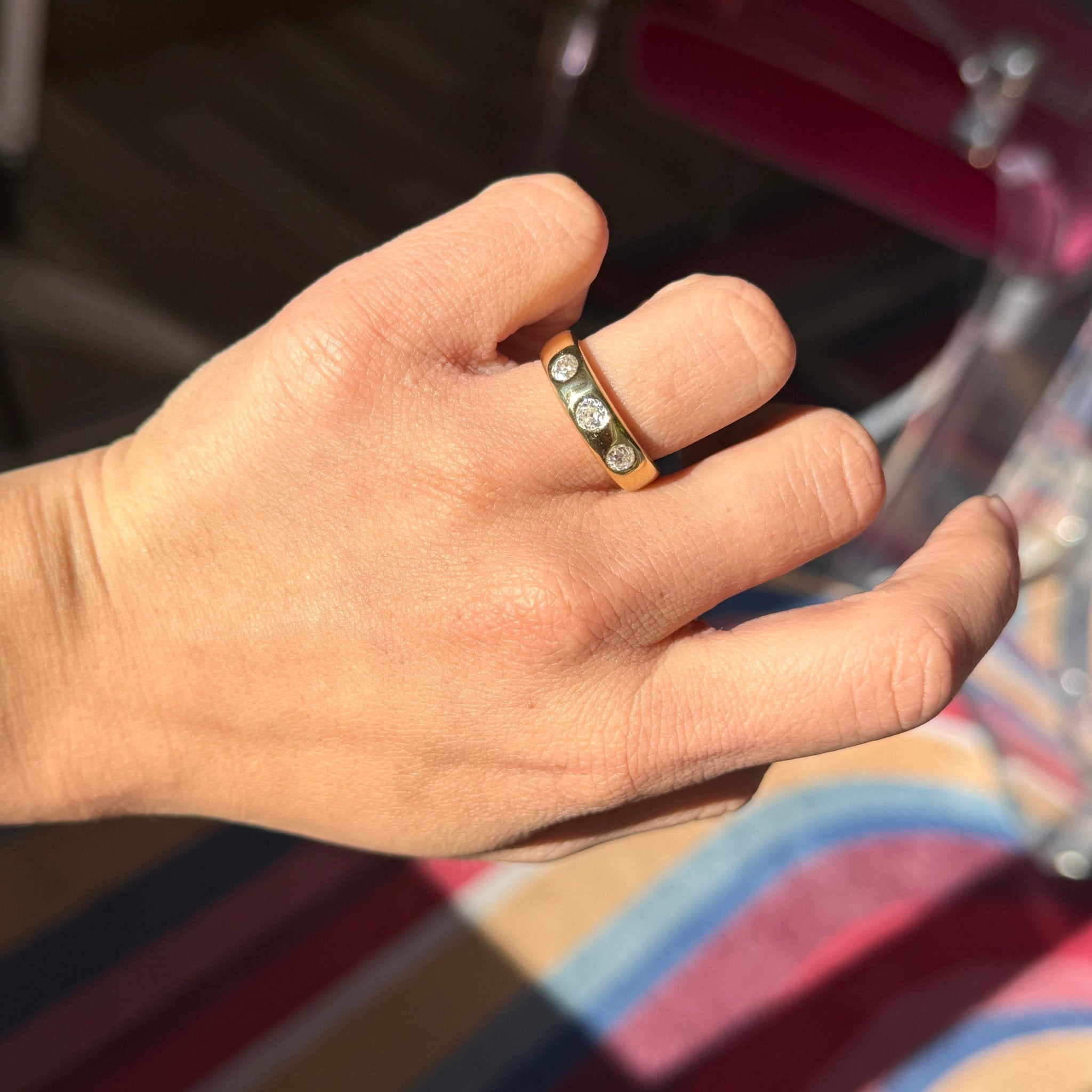 .75ctw Old European Cut Diamond 3-Stone Band