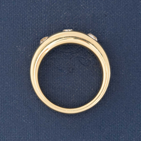 0.75ctw old European cut diamond flush set 3-stone band, 18K yellow gold – alternate view 5