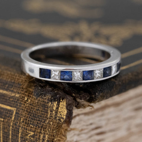 .75ctw Sapphire & Diamond Half-Eternity Band