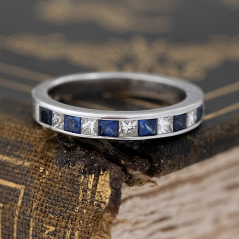 .75ctw Sapphire & Diamond Half-Eternity Band