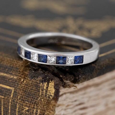 .75ctw Sapphire & Diamond Half-Eternity Band