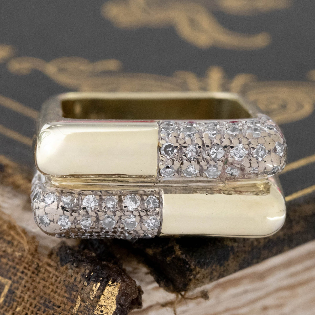Square Mod Frame .75ctw Vintage Square Mod Band