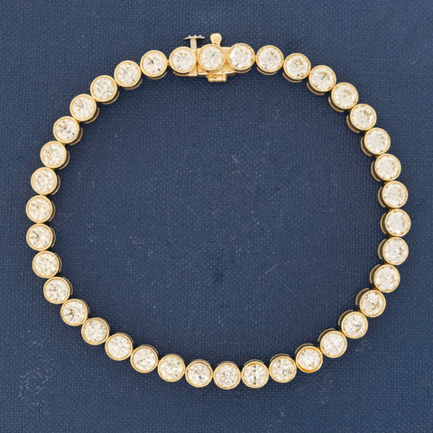 7.68tw Old European Cut Diamond Bezel Tennis Bracelet in 18kt Yellow Gold