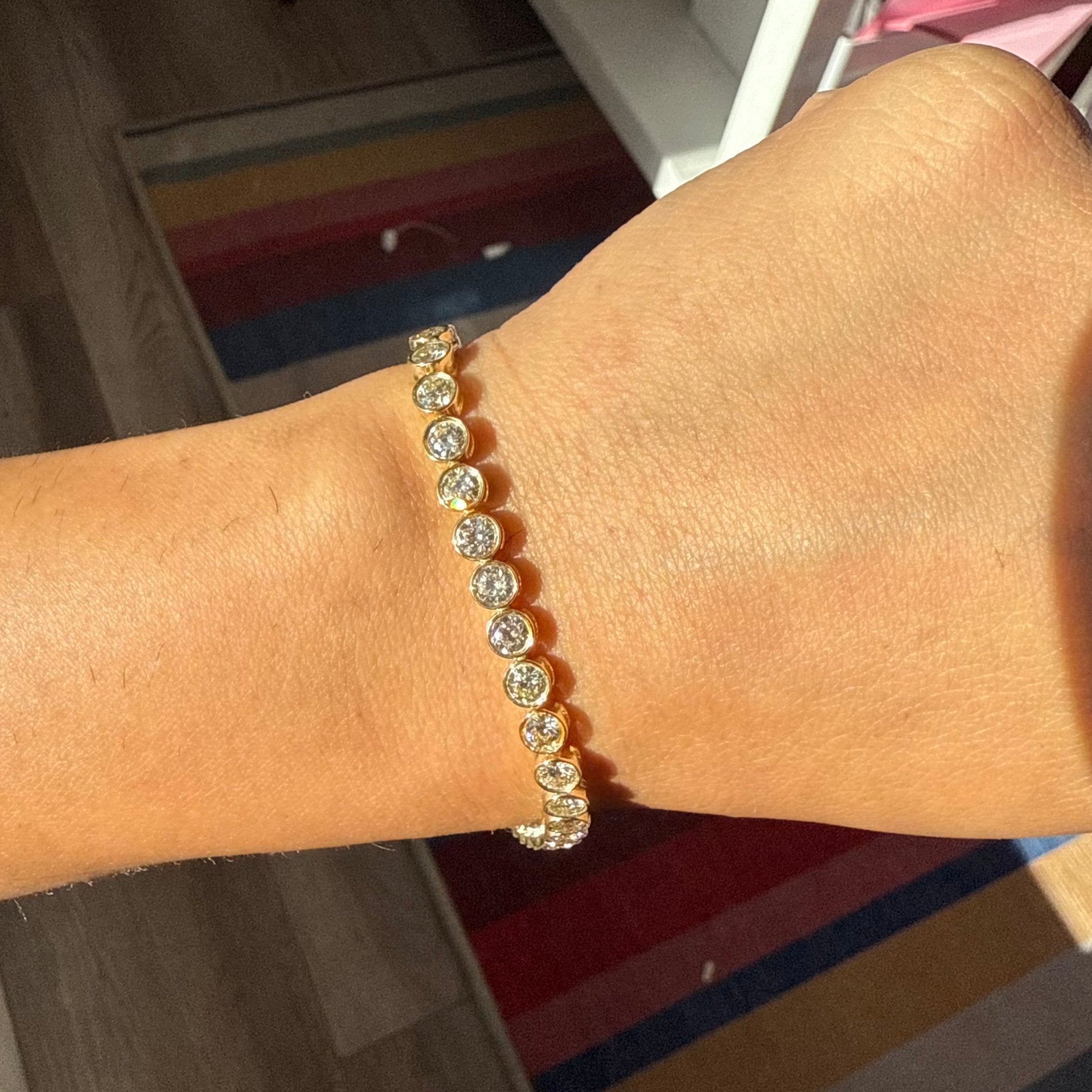 7.68ctw Old European Cut Diamond Bezel Tennis Bracelet