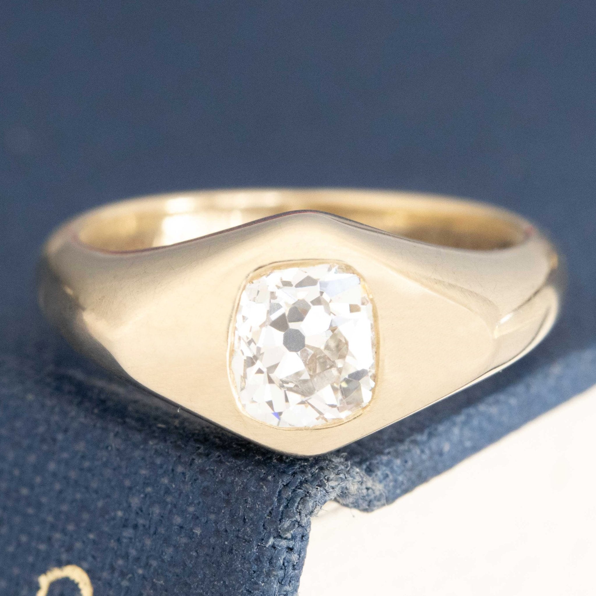 .76ct Old Mine Cut Diamond Signet Ring