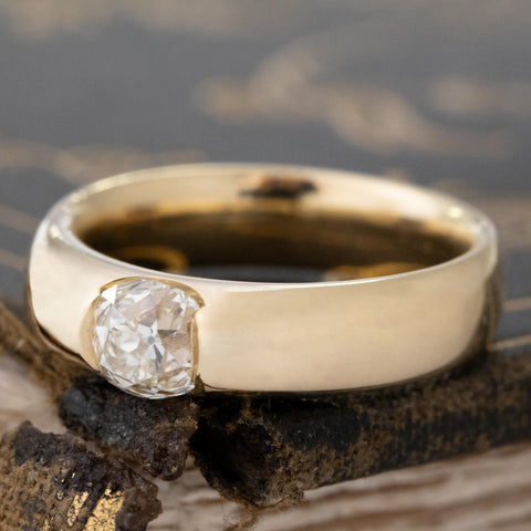 .77ct Old Mine Cut Diamond Flush Set Ring